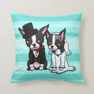 Boston Terrier Bride en Groom Kussen