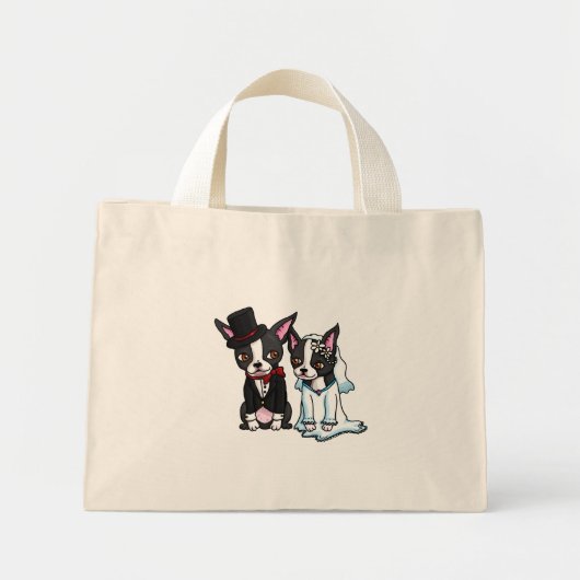 Boston Terrier Bride en Groom Mini Tote Bag (Voorkant)