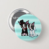 Boston Terrier Bride en Groom Ronde Button 5,7 Cm (Voorkant /achterkant)