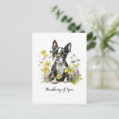 Boston Terrier Bril Bloemen Denken aan jou Briefkaart (Staand voorkant)