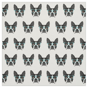 Boston Terrier-bril - schattig hondenweefsel Stof