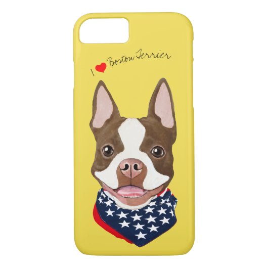 Boston Terrier (Brown), geïllustreerde mobiele tel Case-Mate iPhone Case (Achterkant)