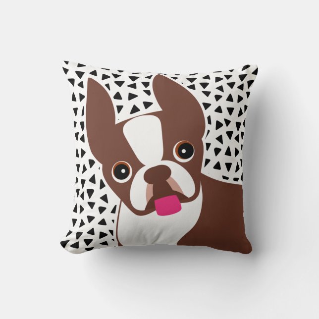 Boston Terrier Brown of Red Coated Dog Kussen (Voorkant)