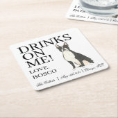 Boston Terrier bruiloft Kartonnen Onderzetters (Schuin)