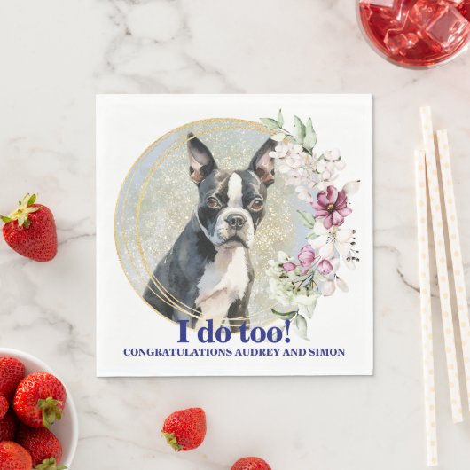 Boston Terrier bruiloft servetten met honden Foto (Insitu)