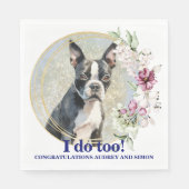 Boston Terrier bruiloft servetten met honden Foto (Voorkant)
