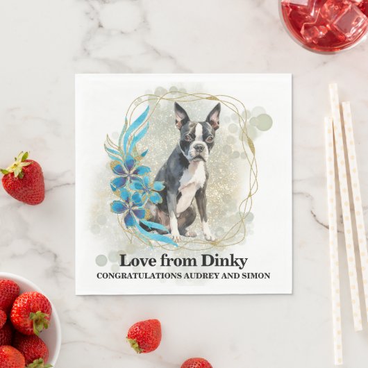 Boston Terrier bruiloft servetten met honden Foto (Insitu)