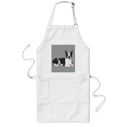 Boston Terrier Buddies Apron Lang Schort (Voorkant)