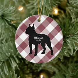 Boston Terrier Buffalo Check Keramisch Ornament