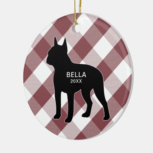 Boston Terrier Buffalo Check Keramisch Ornament (Links)
