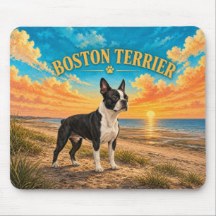 Boston Terrier, Cape Cod Vintage Aquarel Muismat