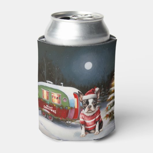 Boston Terrier Caravan Kerstavontuur Blikjeskoeler (Blikje Voorkant)