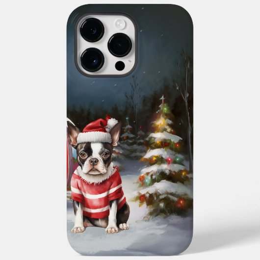 Boston Terrier Caravan Kerstavontuur Case-Mate iPhone Case (Achterkant)