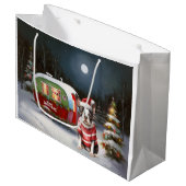 Boston Terrier Caravan Kerstavontuur Groot Cadeauzakje (Voorkant Gekanteld)