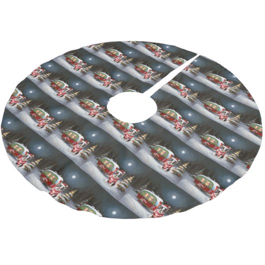 Boston Terrier Caravan Kerstavontuur Kerstboom Rok (Gekanteld)