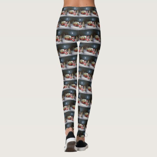 Boston Terrier Caravan Kerstavontuur Leggings (Achterkant)