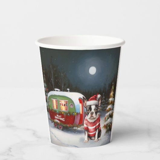 Boston Terrier Caravan Kerstavontuur Papieren Bekers (Achterkant)