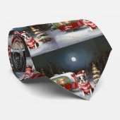 Boston Terrier Caravan Kerstavontuur Stropdas (Opgerold)