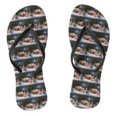 Boston Terrier Caravan Kerstavontuur Teenslippers (Voetbed)
