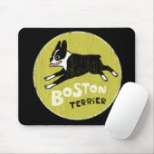 Boston Terrier Cartoon Dog | Energetische hond Muismat (Met muis)