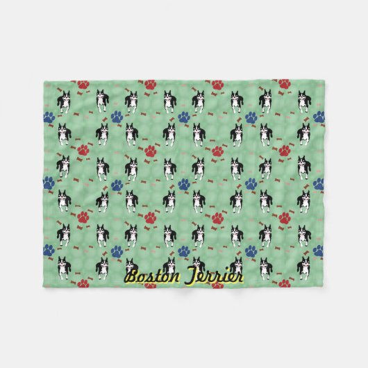 Boston Terrier Cartoon Fleece Deken (Voorkant (Horizontaal))