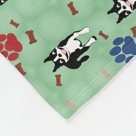 Boston Terrier Cartoon Fleece Deken (Hoek)