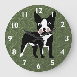 Boston Terrier Cartoon Grote Klok