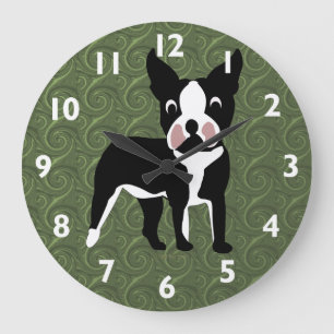 Boston Terrier Cartoon Grote Klok