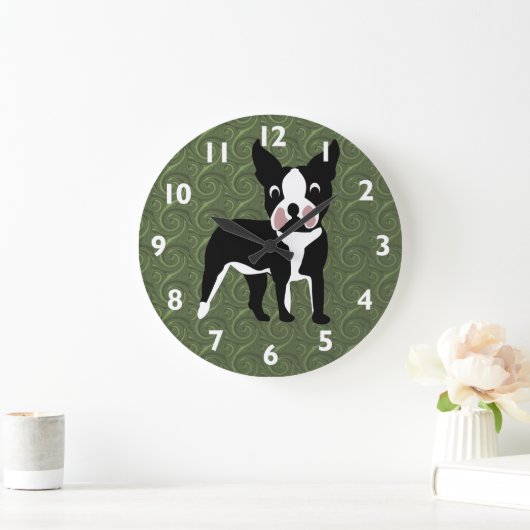 Boston Terrier Cartoon Grote Klok (Huis)