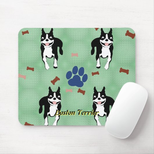 Boston Terrier Cartoon Muismat (Met muis)