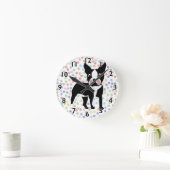 Boston Terrier Cartoon Ronde Klok (Huis)
