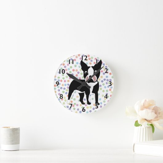 Boston Terrier Cartoon Ronde Klok (Huis)