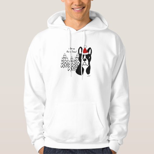 Boston Terrier Cartoon Snow Bossen Hoodie (Voorkant)