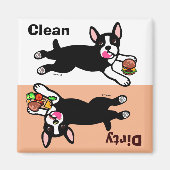 Boston Terrier Cartoon Vuil / Schoon Magneet (Voorkant)