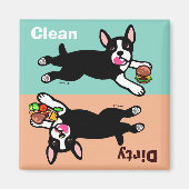Boston Terrier Cartoon Vuil / Schoon Magneet (Voorkant)