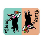 Boston Terrier Cartoon Vuil / Schoon Magneet (Horizontaal)