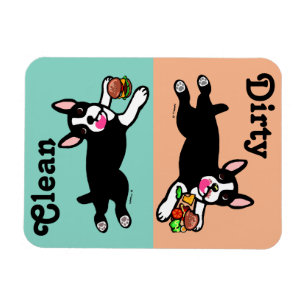 Boston Terrier Cartoon Vuil / Schoon Magneet