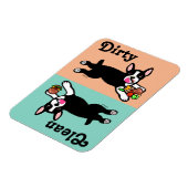 Boston Terrier Cartoon Vuil / Schoon Magneet (Linkerzijde)