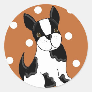 Boston Terrier Cartoonistische Hond Ronde Sticker