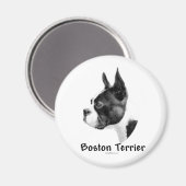 Boston Terrier Charcoal 2 - Magneet (Voorkant / Achterkant)