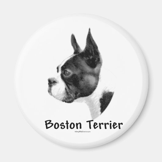 Boston Terrier Charcoal 2 - Magneet (Voorkant)