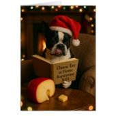 Boston Terrier 'Cheese Tax' Christmas card (Voorkant)