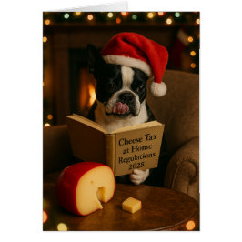 Boston Terrier 'Cheese Tax' Christmas card