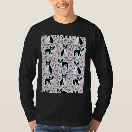 Boston Terrier Cherry Blossom Spring Hondenras Pet T-shirt (Voorkant)