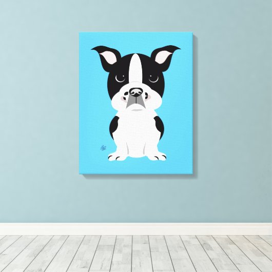 Boston Terrier Children's Wall Decor Canvas Afdruk (Insitu (Houten vloer))