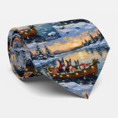 Boston Terrier Christmas Boat Holiday Stropdas (Opgerold)