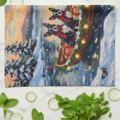 Boston Terrier Christmas Boat Holiday Theedoek (Gevouwen)