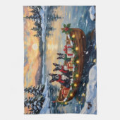 Boston Terrier Christmas Boat Holiday Theedoek (Verticaal)