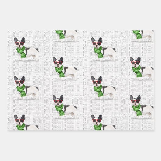Boston Terrier Christmas Dog en Plaid Inpakpapier Vel (Voorkant 2)