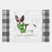 Boston Terrier Christmas Dog en Plaid Inpakpapier Vel (Voorkant)